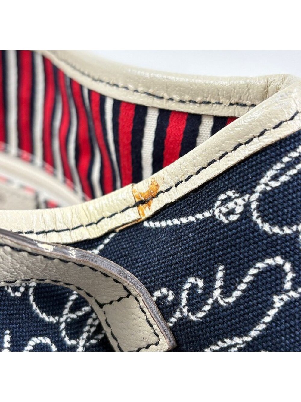 Gucci Logo Tote Abbey Canvas Navy White - Picture 5 of 8